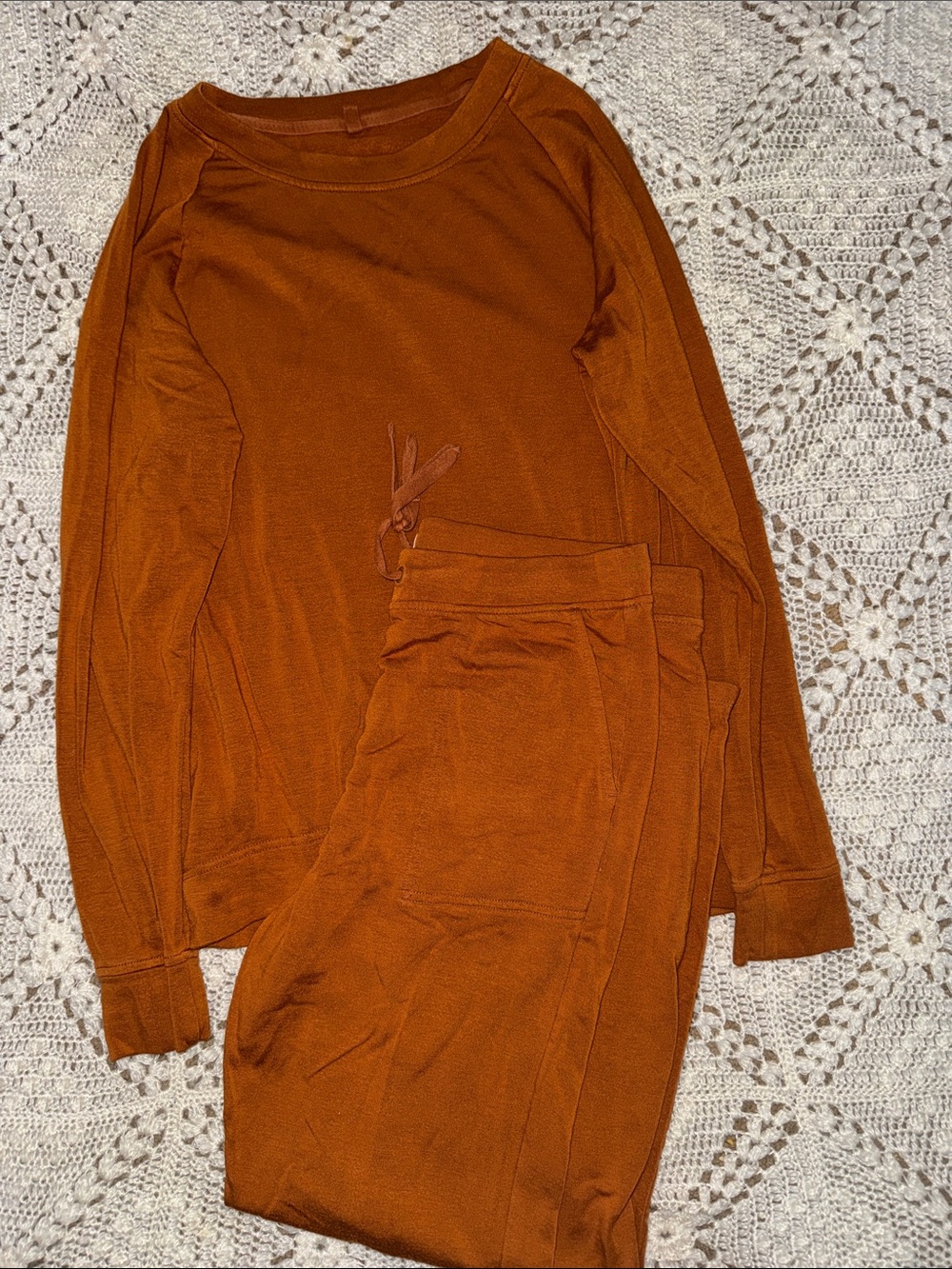 Lou & Grey for LOFT Rust Orange Lounge Set Size Medium Matching Top & Joggers